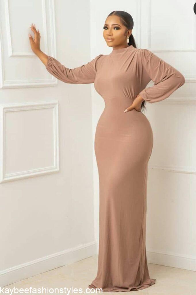 Styles for Plain Material Gowns in Nigeria